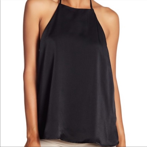 DO+BE Satin Black Halter Top with Faux Pearls - Picture 2 of 5